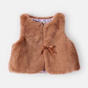 2/$30 💥🆕 Baby B'gosh Brown\Purple Sleeveless Faux Fur Vest | Size 6m | 6934